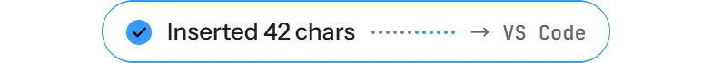 The overlay after the text has been inserted, showing the number of characters and the app.